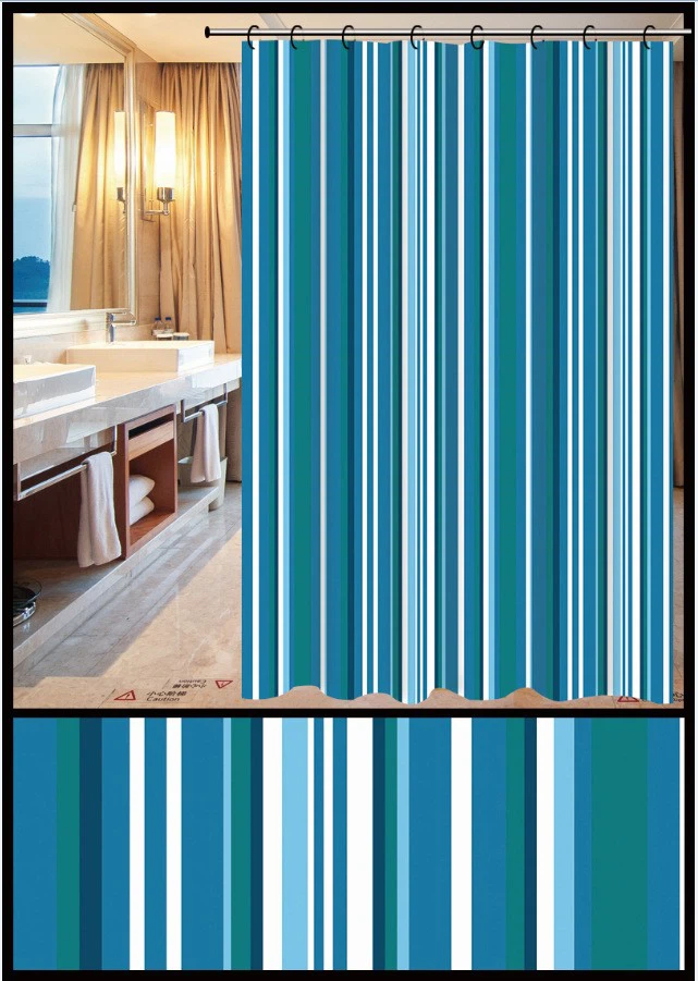 Hotel PE Disposable Shower Curtain Waterproof Stripe Series Pattern